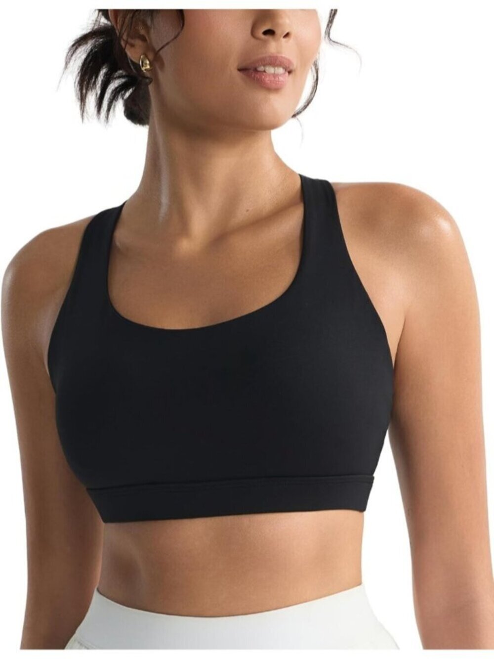 〽️Women's All Black Sports Bras High Impact Cross Back Molded Cup Running Bra